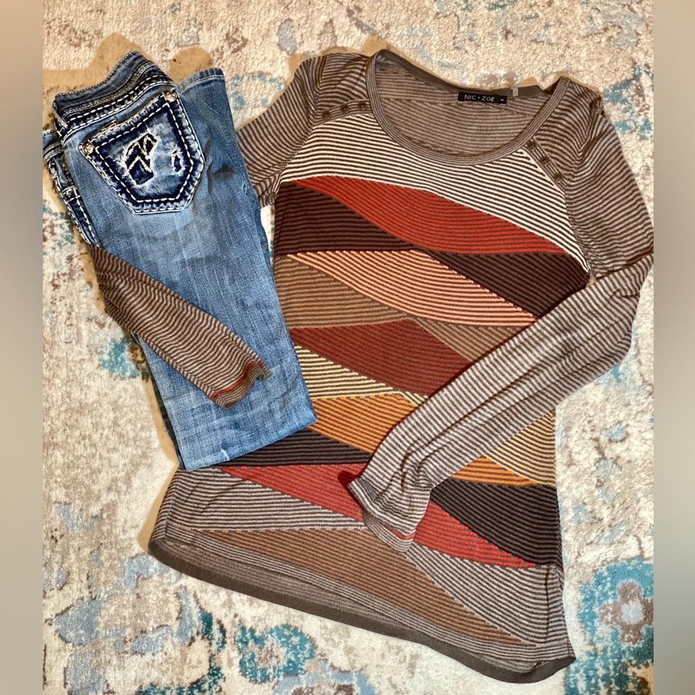 Nic and Zoe Striped Lightweight Sweater